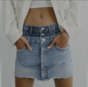 Zara Doube Layered Denim Mini Skirt Size Medium